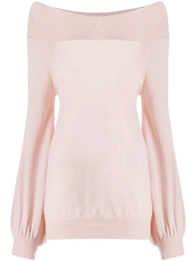 P.a.r.o.s.h Off-shoulder Knitted Jumper In Pink
