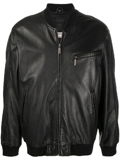 Pre-owned A.n.g.e.l.o. Vintage Cult 1980s Leather Bomber Jacket In Black