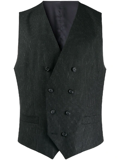 Dolce & Gabbana Pinstripe Double-breasted Waistcoat In Black