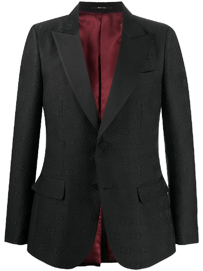 Gucci Logo Monogram Blazer In Black