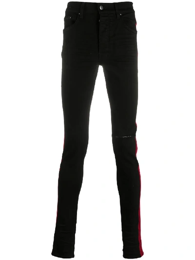 Amiri Stripe-side Skinny Jeans In Black