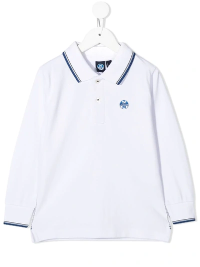North Sails Kids' Long-sleeve Cotton Polo Shirt In White