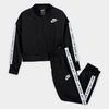 Nike Kids'  Girls' Sportswear Taped Track Suit In Black/white
