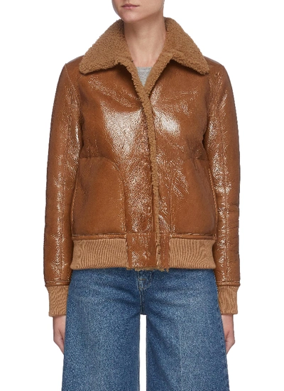 Remain 'perla' Shearling Leather Jacket In Brown