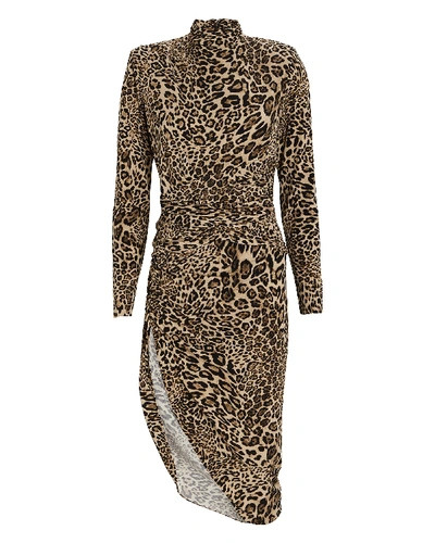 Ronny Kobo Bruna Leopard Jersey Midi Dress In Multi