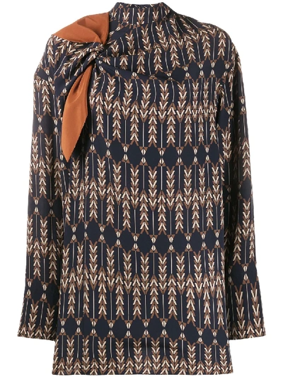 Stella Mccartney Zadie Knotted High Neck Blouse In Blue