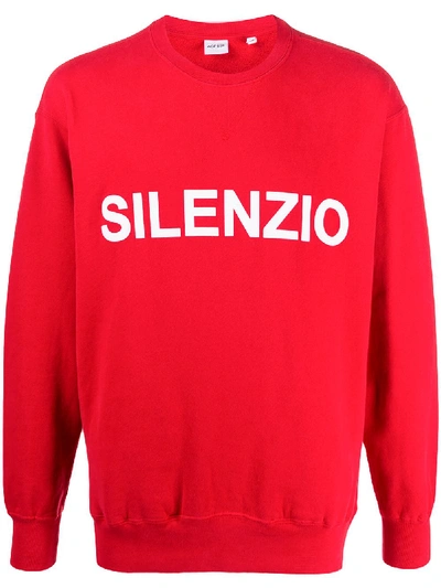 Aspesi Slogan Print Sweatshirt In Red
