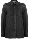 Alberta Ferretti Long-sleeved Denim Shirt In Grey