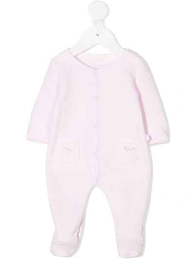 Absorba Embroidered Long-sleeve Babygrow In Pink
