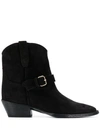 Saint Laurent West Buckled Boots In Black