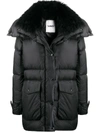 Yves Salomon Black Down Vaporous Lambswool Jacket In Black