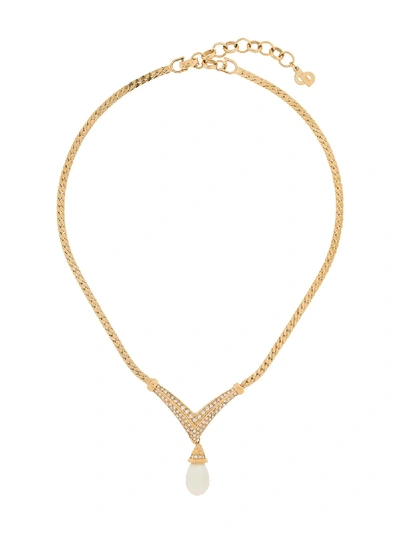 Pre-owned Dior 1980s  Teradrop Necklace In Gold