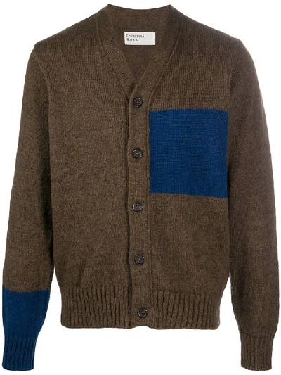 Universal Works Patch-embellished Intarsia Cardigan In Brown