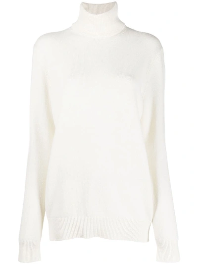 Dolce & Gabbana Slim Knit Wool Turtleneck Jumper In White