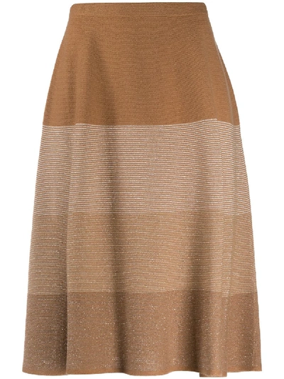 D-exterior Striped Knit Skirt In Neutrals
