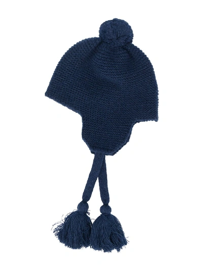 Il Gufo Babies' Tassel Tie Knitted Hat In Blue