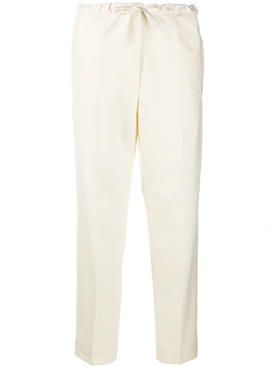 Jil Sander Cropped Drawstring Trousers In White
