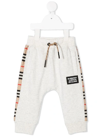 Burberry Babies' Check-panelled Sweatpants In White