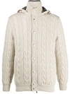 BRUNELLO CUCINELLI HOODED CABLE KNIT SWEATER