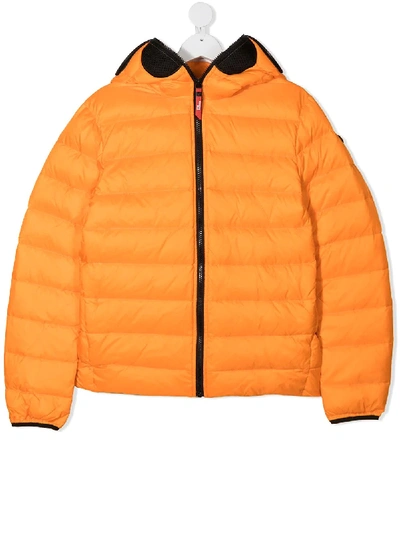 Ai Riders On The Storm Young Teen Goggle Hood Padded Jacket In Orange