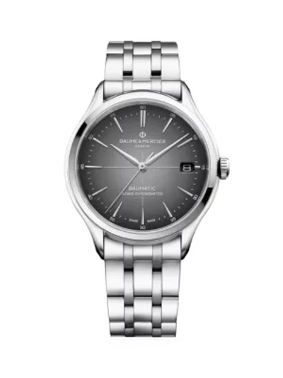 Baume & Mercier Clifton Baumatic Stainless Steel Bracelet Chronometer Watch In Silver