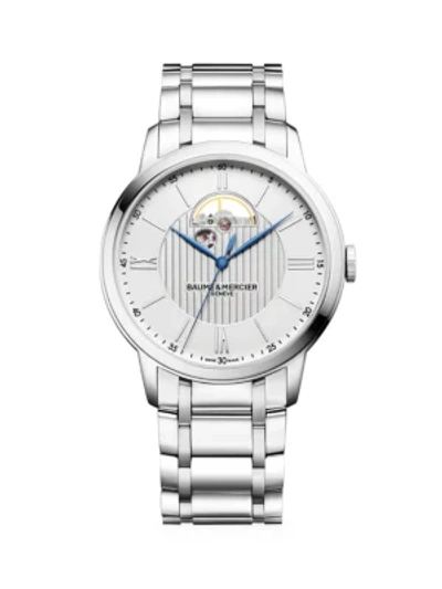 Baume & Mercier Classima Stainless Steel Bracelet Open Balance Aperture Watch In Silver