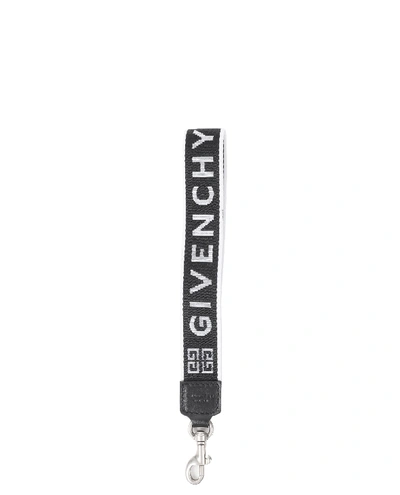 Givenchy Black Logo Keyring In Nero/bianco