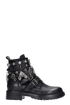 STRATEGIA COMBAT BOOTS IN BLACK LEATHER,11501343