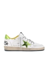 Golden Goose Ballstar White Leather Sneaker With Laminate Inserts In White/green