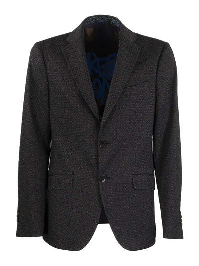 Etro Wool End Cotton Jacket Blazer In Black