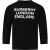 BURBERRY BLACK T-SHIRT FOR KIDS WITH LOGO,11500481