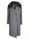 BAZAR DELUXE FURRY DETAILED DOUBLE-BREASTED COAT,S6039111 917
