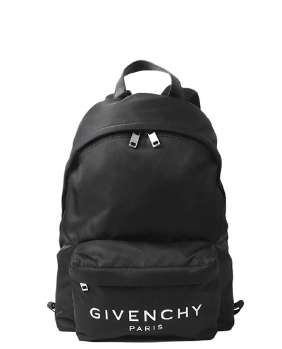 Givenchy Nylon Logo Back Pack In Nero/bianco
