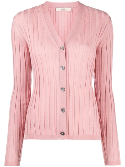 Odeeh V-neck Ribbed Cardigan In Pink