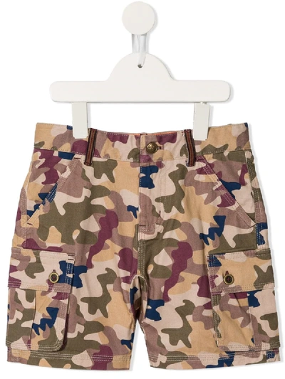 Velveteen Kids' Max Camouflage Cargo Shorts In Brown