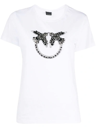 Pinko Quentin Crystal-embellished T-shirt In White