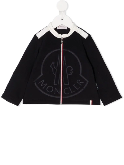 Moncler Babies' Logo镶嵌夹克 In Blue