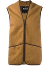 Barbour Sleeveless Tailored Jacket With Textured Fabric And Contrasting Trim In Brown