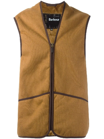 Barbour Warm Faux Fur Pile Vest In Brown