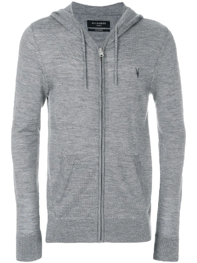 Allsaints Mode Slim Fit Merino Wool Zip Hoodie In Como Blue Marl