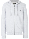 Allsaints Mens Greymarl Raven Slim-fit Cotton-fleece Hoody S In Grey