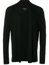 Allsaints Mens Black Mode Open-front Wool Cardigan L In Black