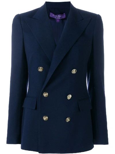 Ralph Lauren Double-breasted Fitted Blazer In Park Avenue Navy
