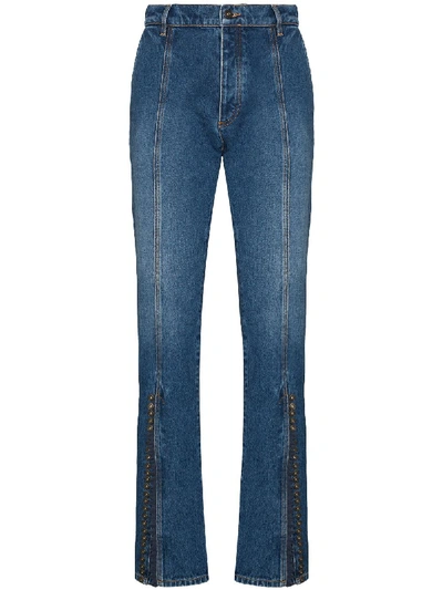 Y/project High Waist Buttoned Flared Jeans In Blue