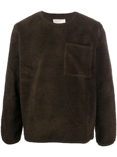 Universal Works Fleece Crewneck Jumper In Brown