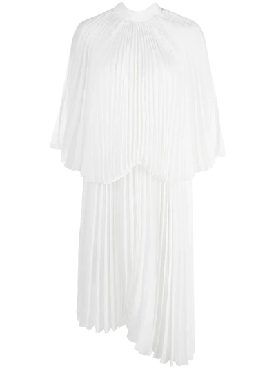 Brognano Asymmetric Pleated Cocktail Dress In White