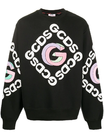 Gcds 3d Logo Cotton Sweatshirt In Black