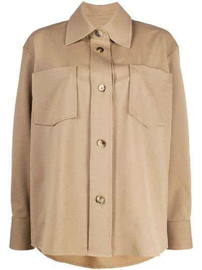 Alberto Biani Oversized Buttoned Shirt In Brown