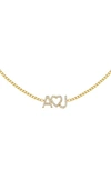 ADINAS JEWELS PAVÉ HEART PERSONALIZED NAMEPLATE CHOKER NECKLACE,AS99GLD-PRS