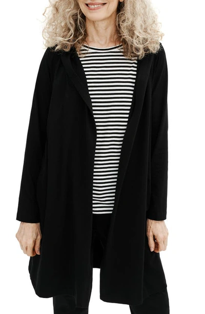 Eileen Fisher Cozy Brushed Terry Hooded Jacket In Black